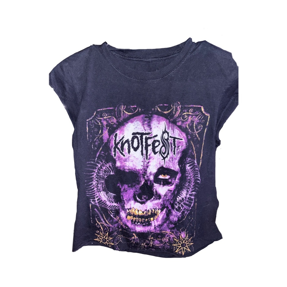 SLIPKNOT
Knotfest Composite Skull Roadshow Tour T-shirt(cropped and cut sleeves)